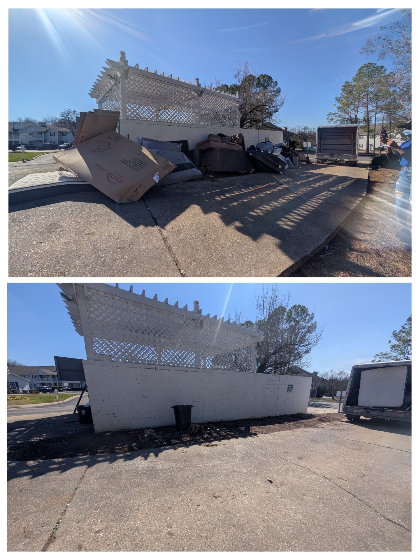 Curbside cleanout pile at a southern residential property